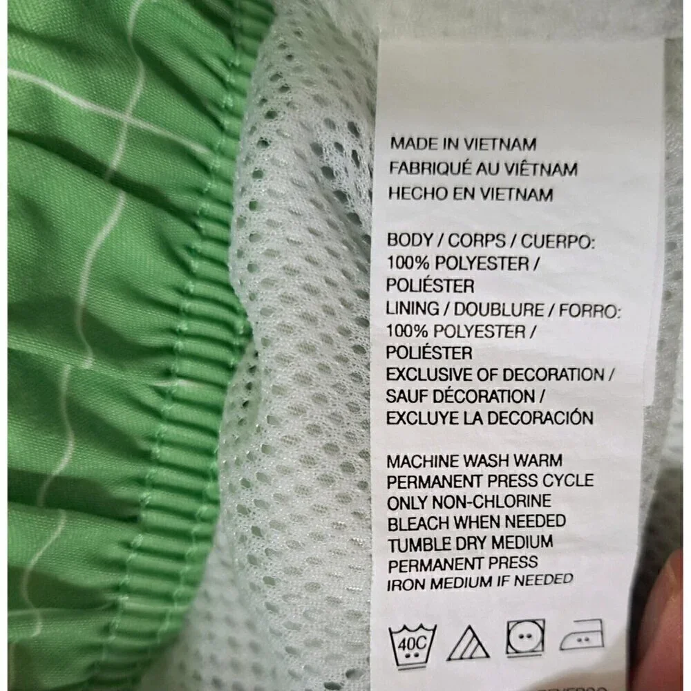 Izod Men's S Green Check Swim Trunks Board Shorts 9